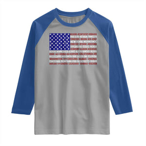 Vintage American Flag Raglan Shirt With States 4th Of July TS10 Sport Gray Royal Print Your Wear