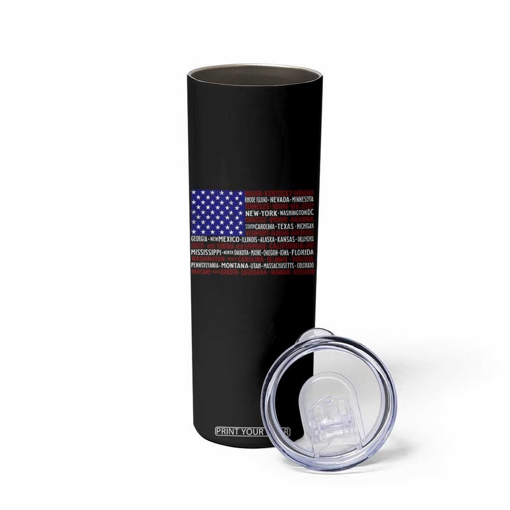 Vintage American Flag Skinny Tumbler With States 4th Of July TS10 Print Your Wear
