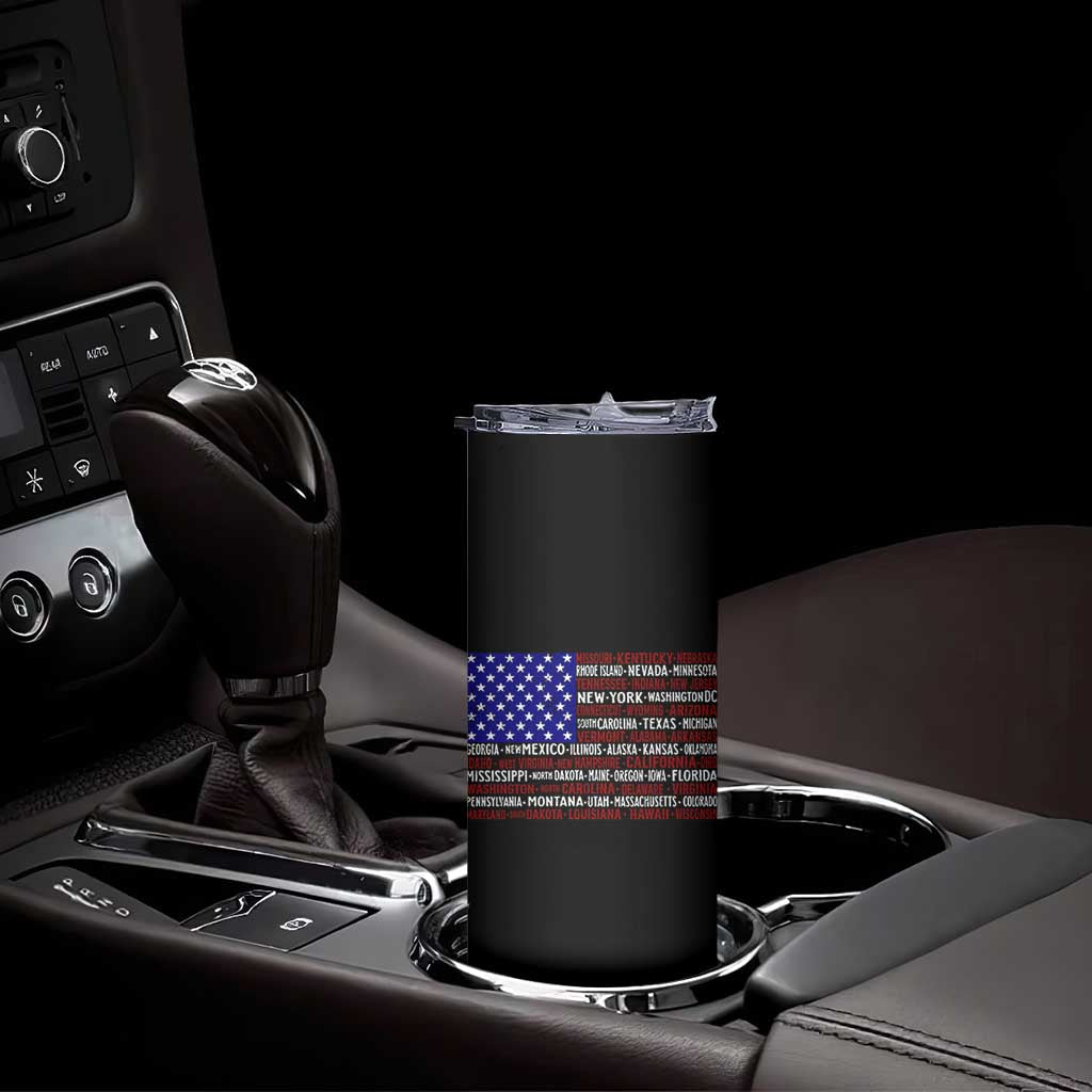 Vintage American Flag Skinny Tumbler With States 4th Of July TS10 Print Your Wear