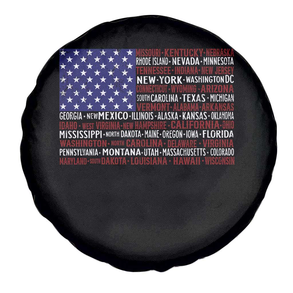 Vintage American Flag Spare Tire Cover With States 4th Of July TS10 Print Your Wear