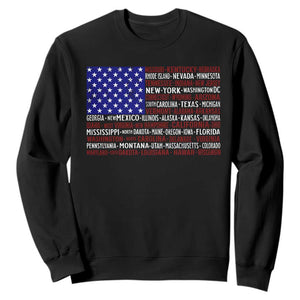 Vintage American Flag Sweatshirt With States 4th Of July TS10 Black Print Your Wear