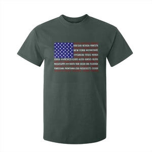 Vintage American Flag T Shirt For Kid With States 4th Of July TS10 Dark Forest Green Print Your Wear
