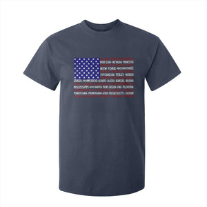 Vintage American Flag T Shirt For Kid With States 4th Of July TS10 Navy Print Your Wear