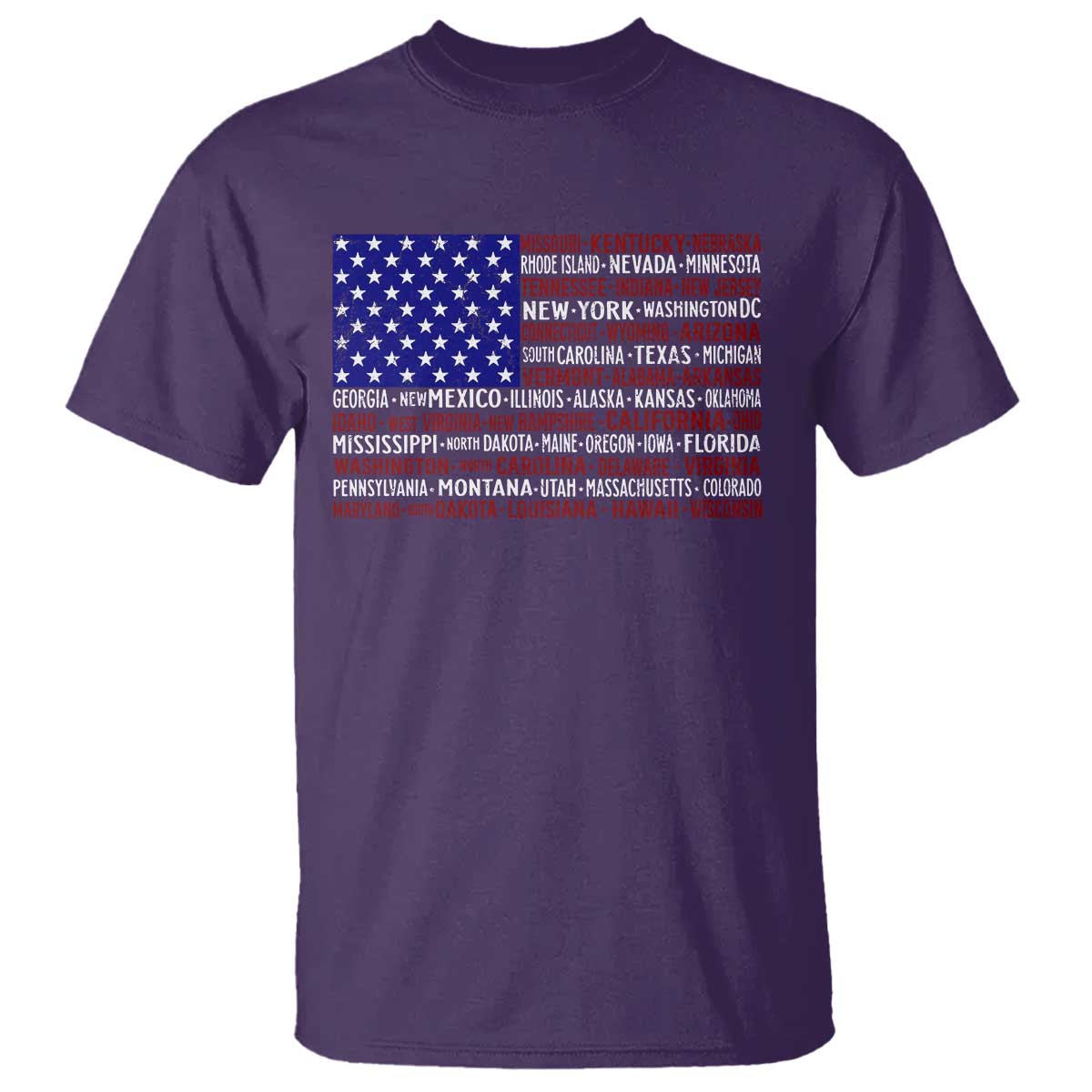 Vintage American Flag T Shirt With States 4th Of July TS10 Purple Print Your Wear
