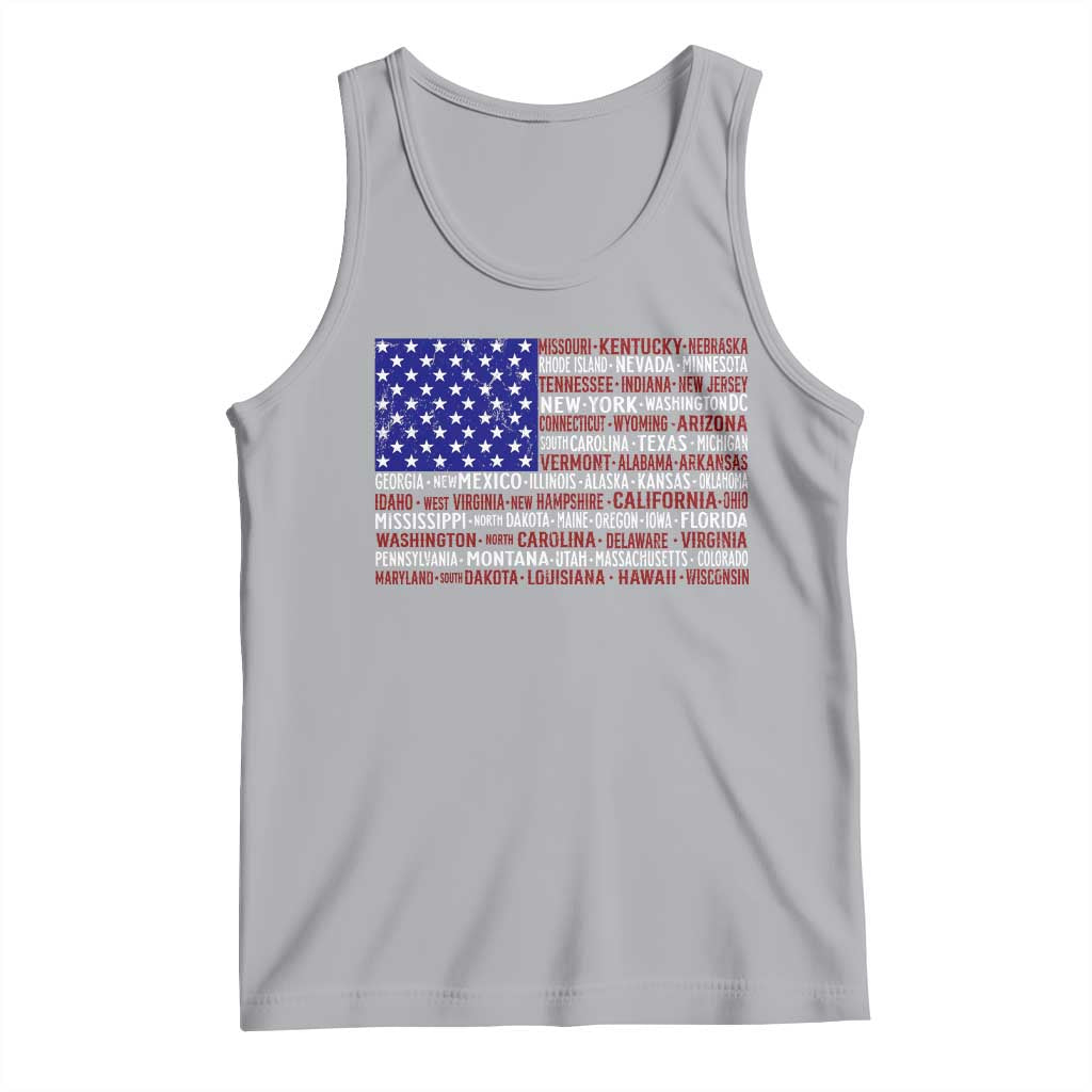 Vintage American Flag Tank Top With States 4th Of July TS10 Athletic Heather Print Your Wear