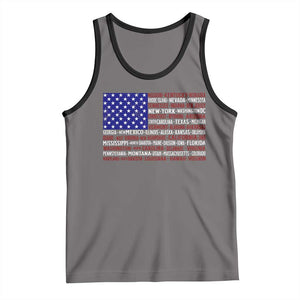 Vintage American Flag Tank Top With States 4th Of July TS10 Deep Heather Black Print Your Wear