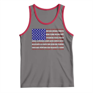Vintage American Flag Tank Top With States 4th Of July TS10 Deep Heather Red Print Your Wear