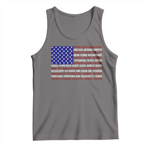 Vintage American Flag Tank Top With States 4th Of July TS10 Deep Heather Print Your Wear