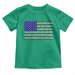 Vintage American Flag Toddler T Shirt With States 4th Of July TS10 Irish Green Print Your Wear