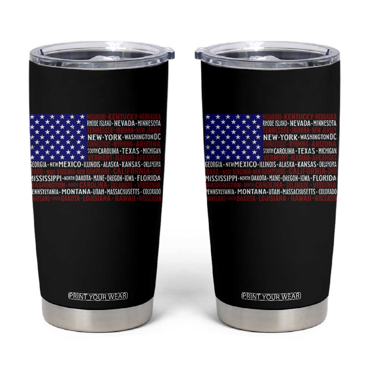 Vintage American Flag Tumbler Cup With States 4th Of July TS10 Black Print Your Wear