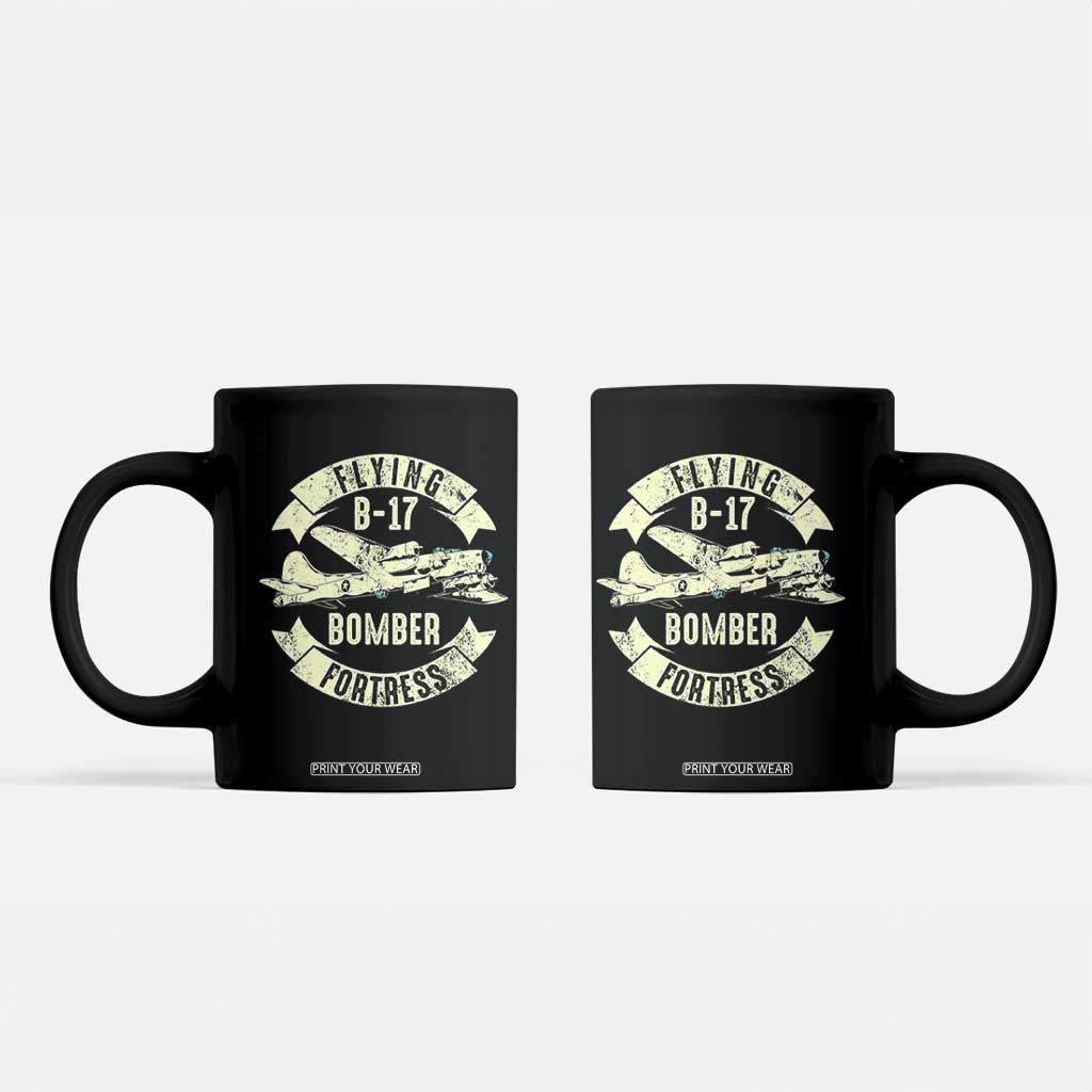 Vintage B-17 Bomber WW2 Aircraft Coffee Mug Plane Aviation Fighter Airplane Retro Grunge TS02 Black Print Your Wear