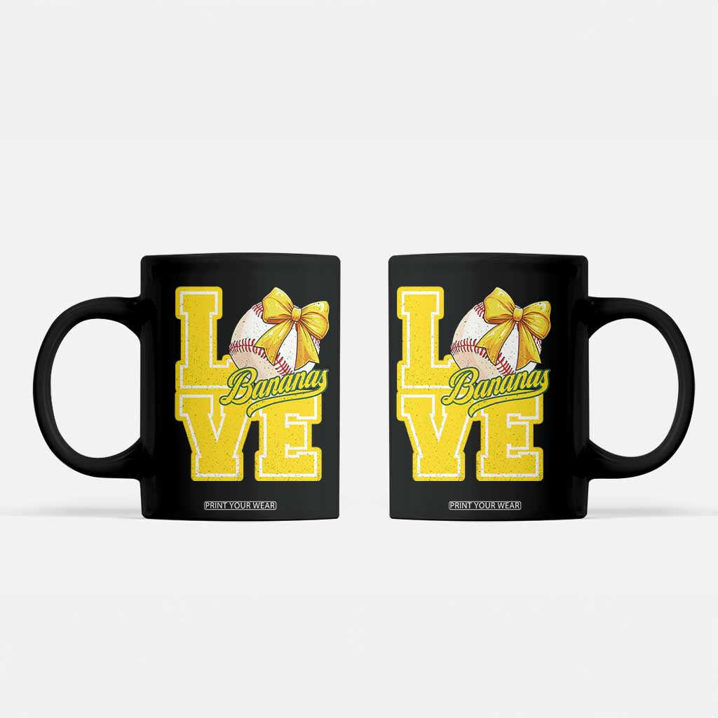 Vintage Banana Coquette Bow Coffee Mug LOVE Baseball Fan Sport Lover TS02 Black Print Your Wear