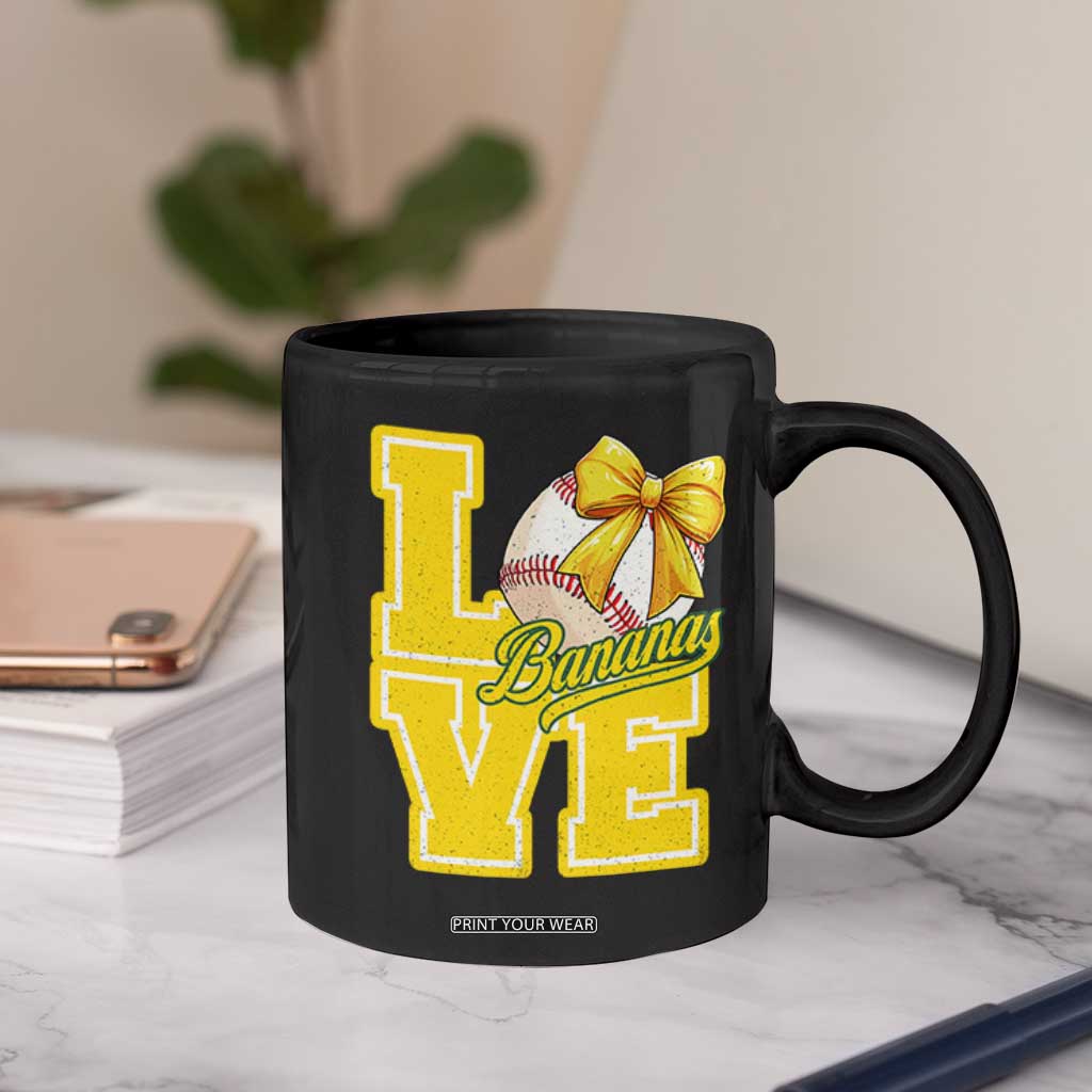 Vintage Banana Coquette Bow Coffee Mug LOVE Baseball Fan Sport Lover TS02 Print Your Wear