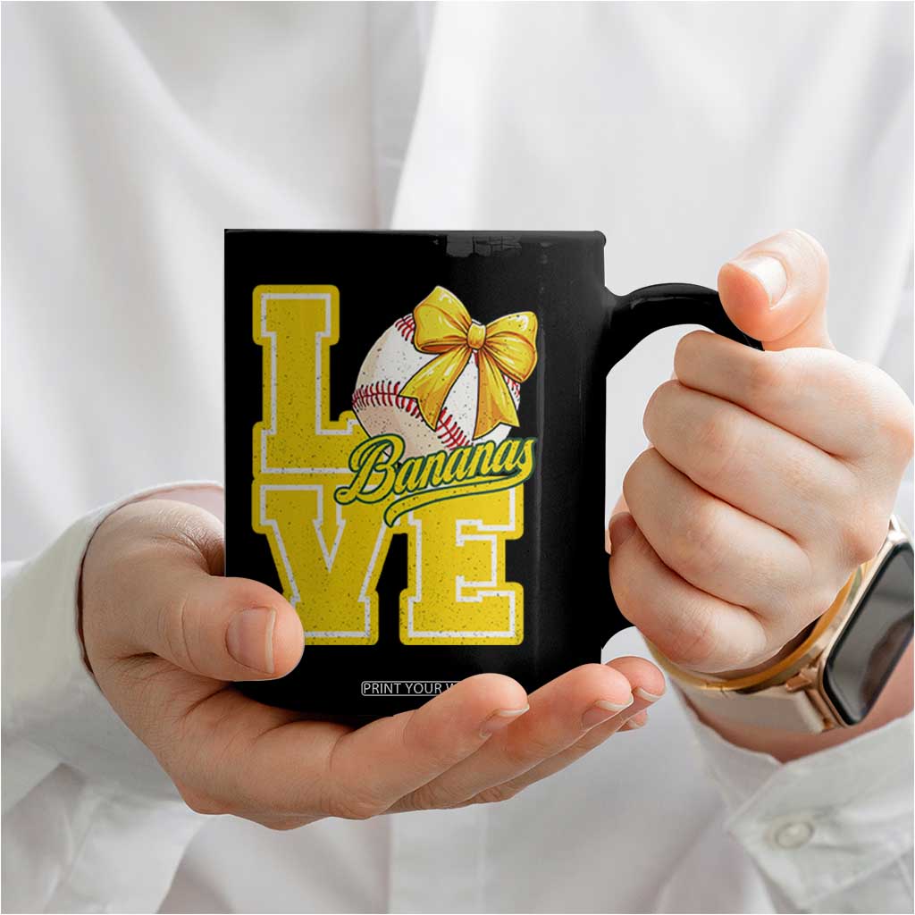 Vintage Banana Coquette Bow Coffee Mug LOVE Baseball Fan Sport Lover TS02 Print Your Wear