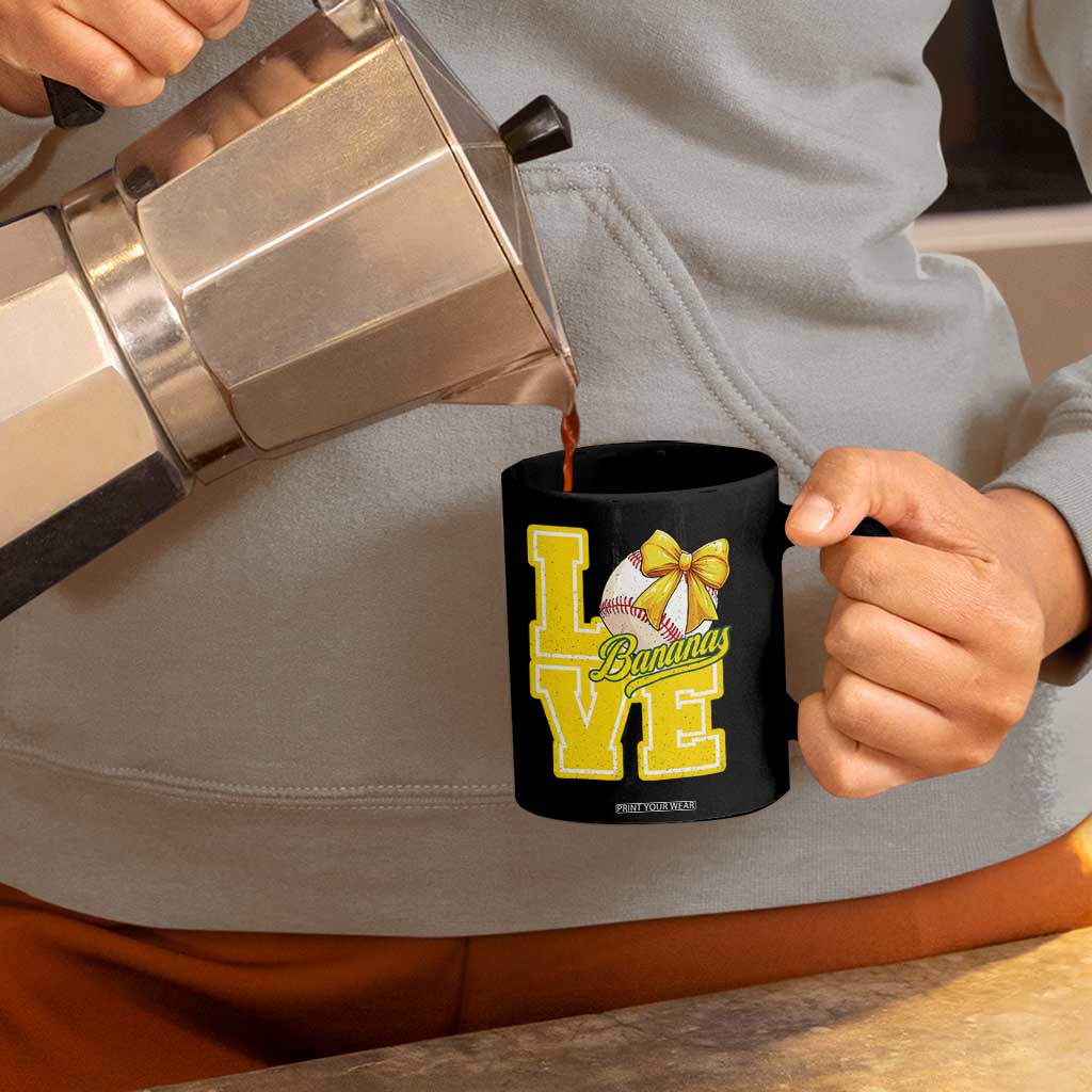 Vintage Banana Coquette Bow Coffee Mug LOVE Baseball Fan Sport Lover TS02 Print Your Wear
