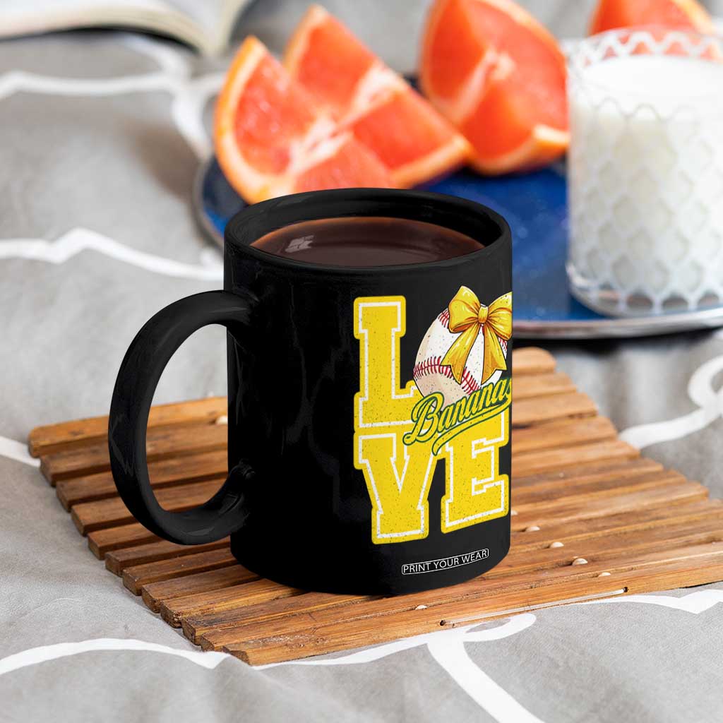 Vintage Banana Coquette Bow Coffee Mug LOVE Baseball Fan Sport Lover TS02 Print Your Wear
