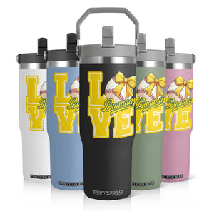 Vintage Banana Coquette Bow Flip Straw Tumbler LOVE Baseball Fan Sport Lover TS02 Print Your Wear