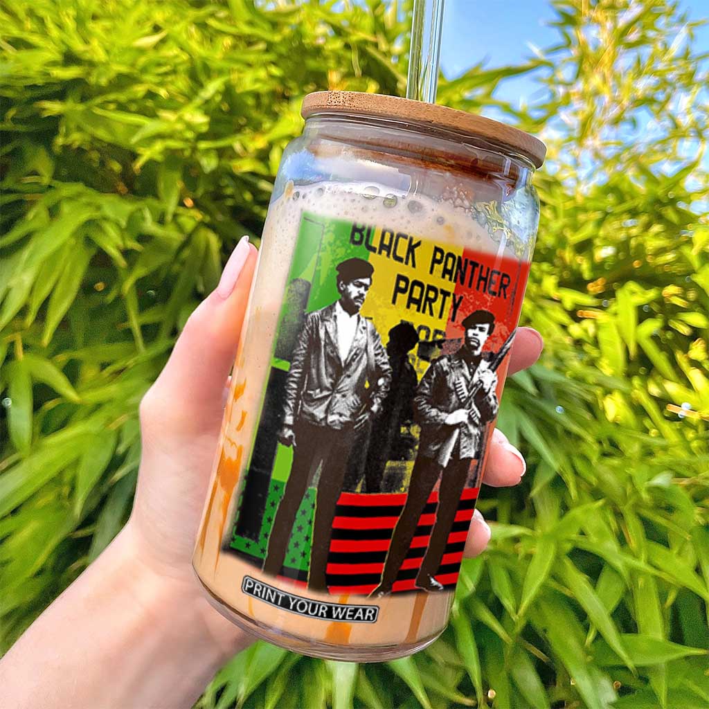 Vintage Black Panther Party Glass Can Black History Self Defense Huey Newton Bobby Seale TS10 Print Your Wear