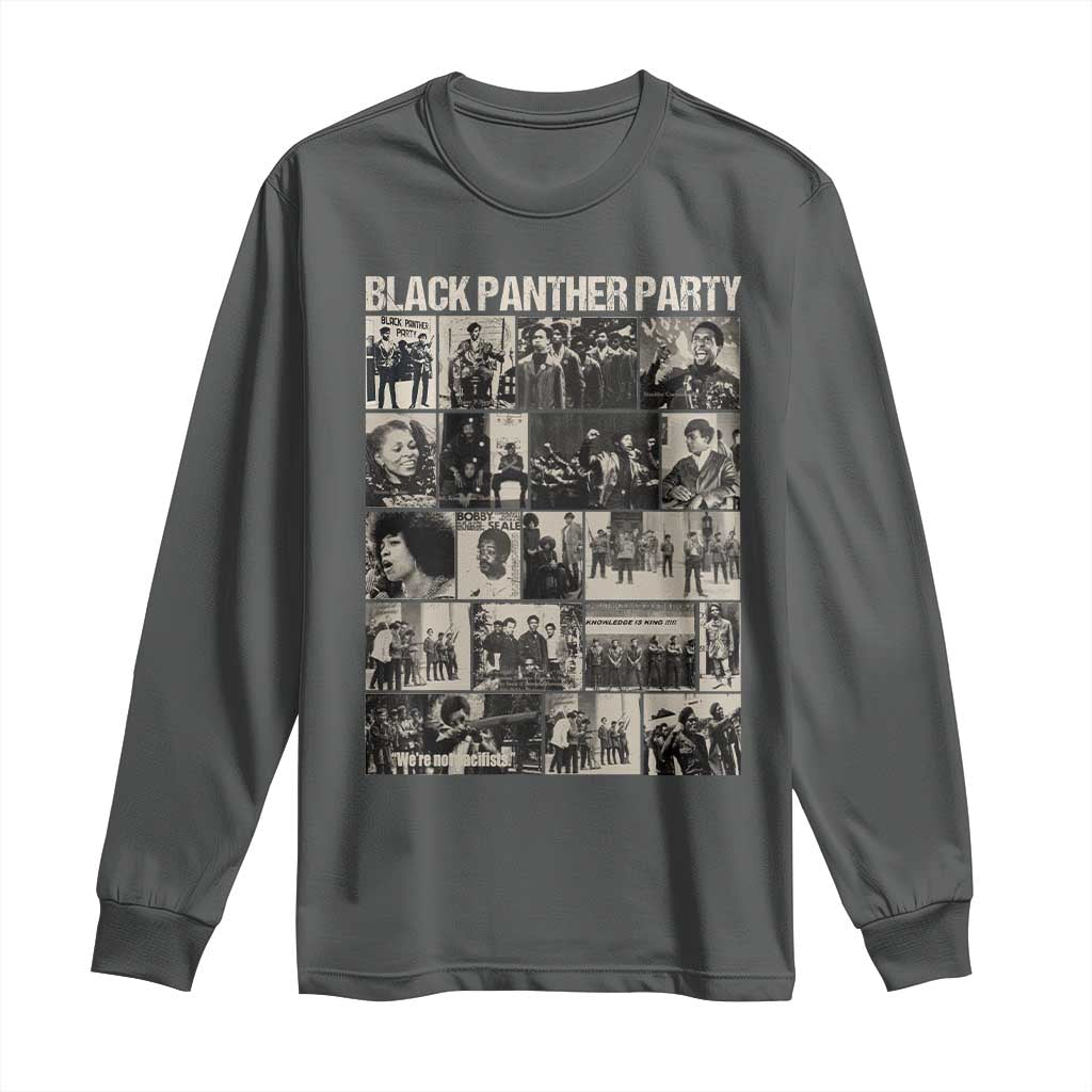 Vintage Black Panther Party Long Sleeve Shirt Huey P. Newton Bobby Seale Black History Month Juneteenth TS10 Dark Heather Print Your Wear