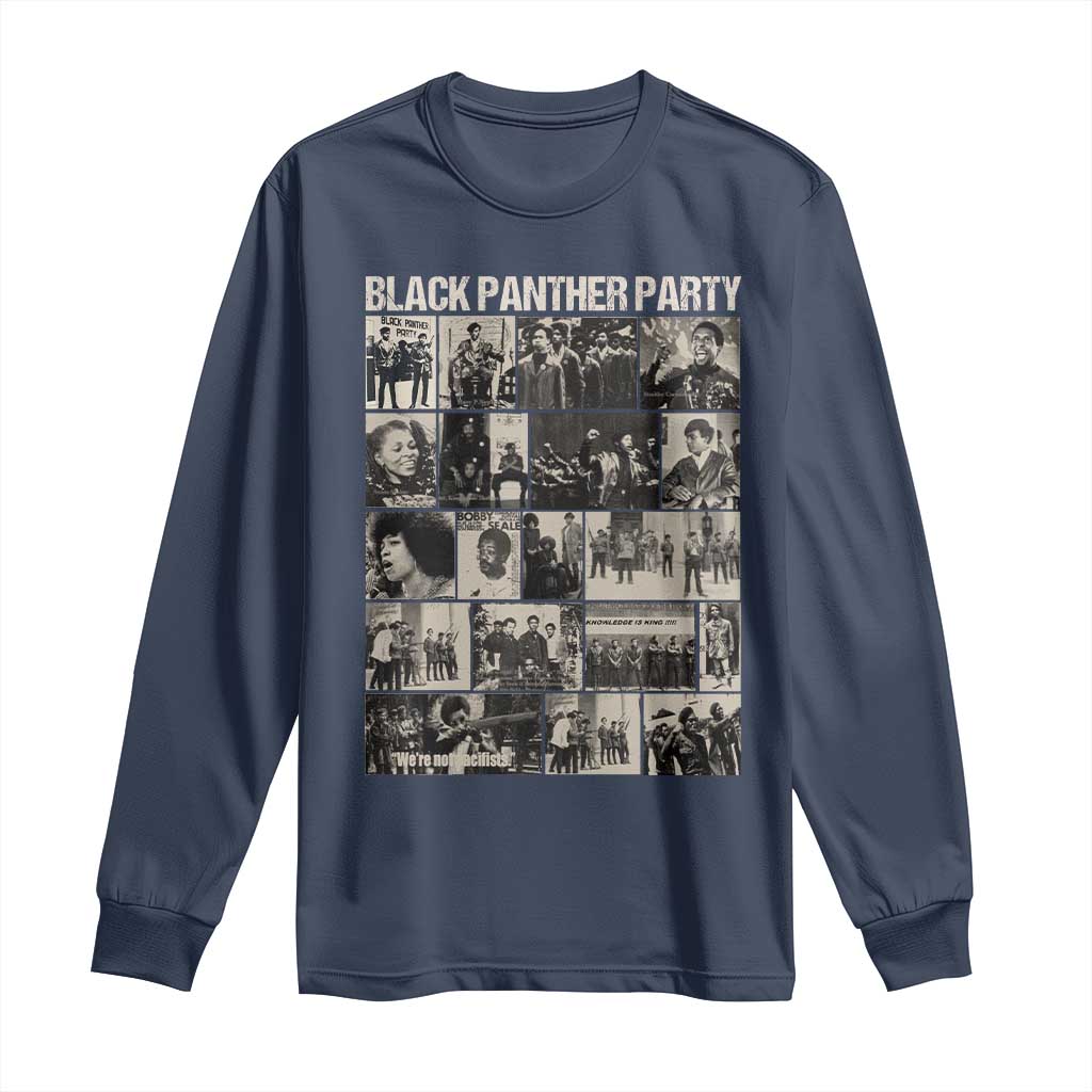 Vintage Black Panther Party Long Sleeve Shirt Huey P. Newton Bobby Seale Black History Month Juneteenth TS10 Navy Print Your Wear