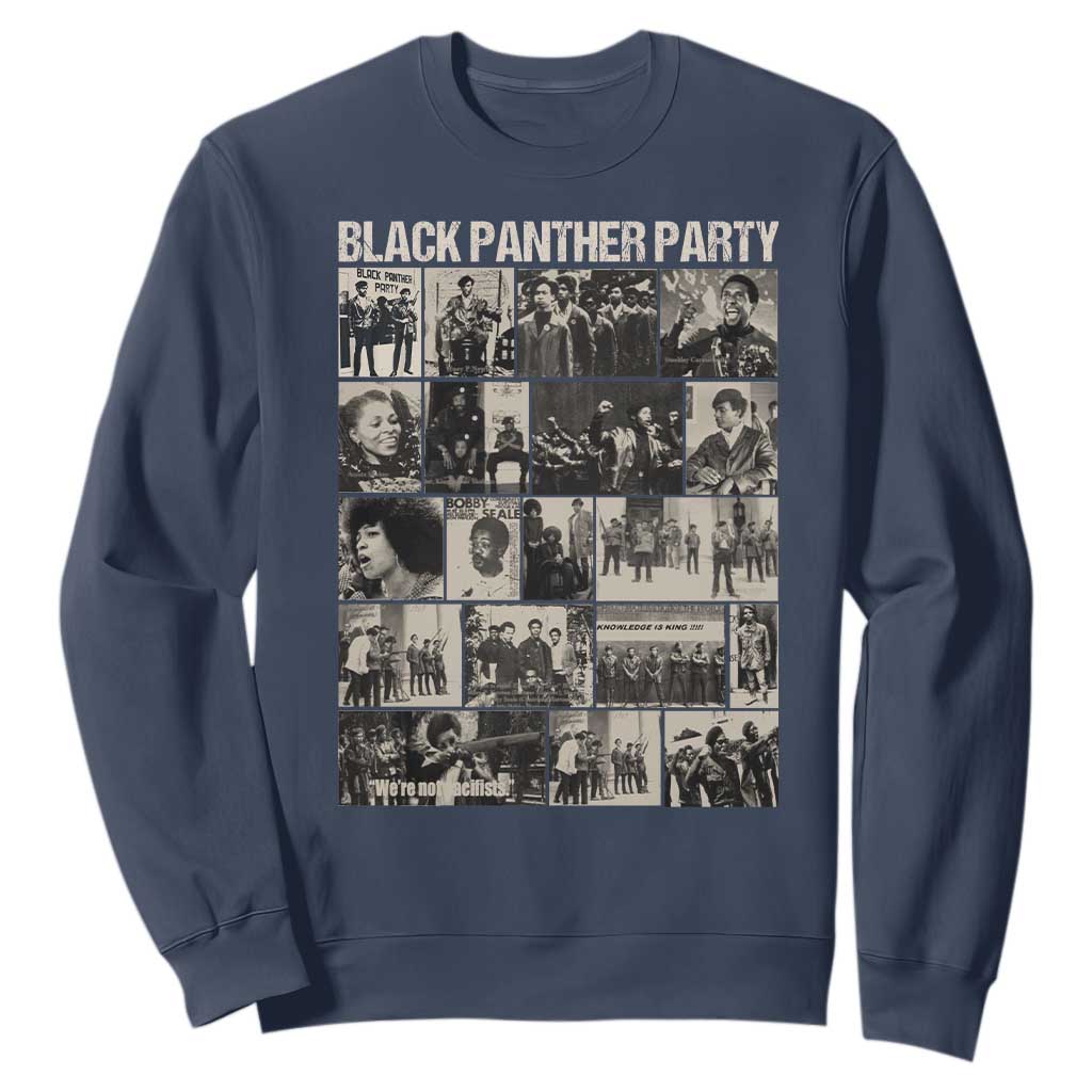 Vintage Black Panther Party Sweatshirt Huey P. Newton Bobby Seale Black History Month Juneteenth TS10 Navy Print Your Wear
