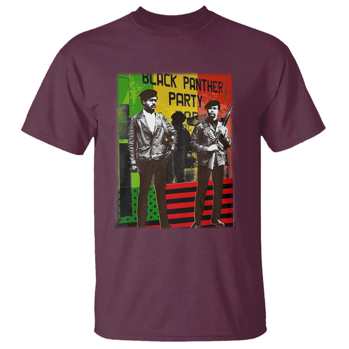 Vintage Black Panther Party T Shirt Black History Self Defense Huey Newton Bobby Seale TS10 Maroon Print Your Wear