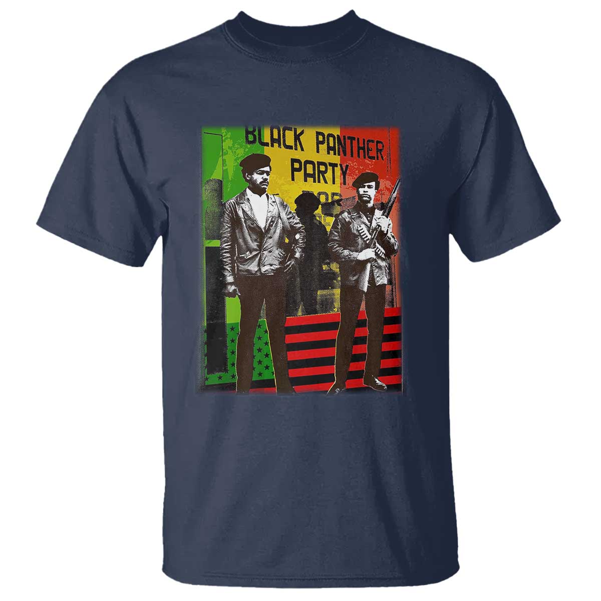 Vintage Black Panther Party T Shirt Black History Self Defense Huey Newton Bobby Seale TS10 Navy Print Your Wear