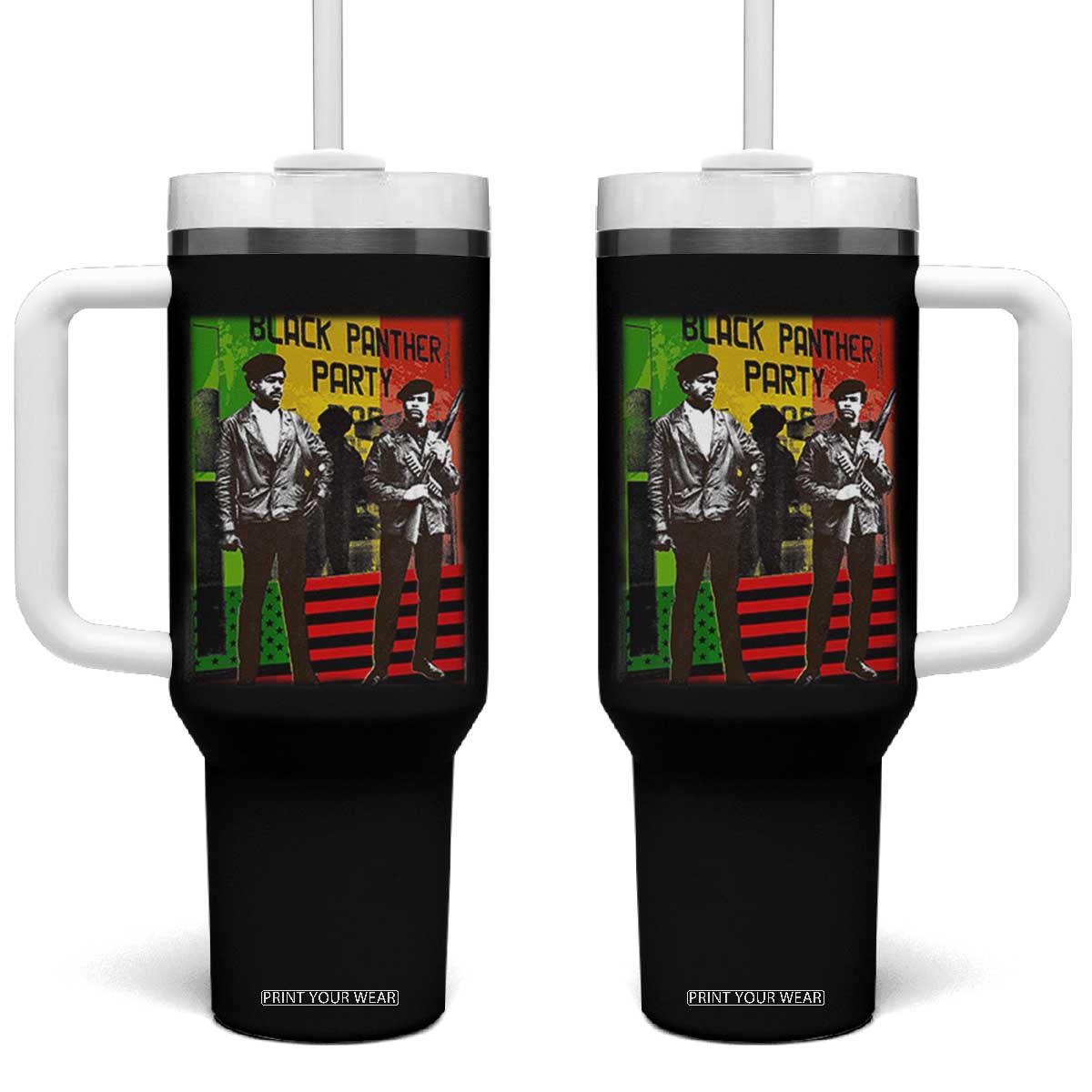 Vintage Black Panther Party Tumbler With Handle Black History Self Defense Huey Newton Bobby Seale TS10 One Size: 40 oz Black Print Your Wear