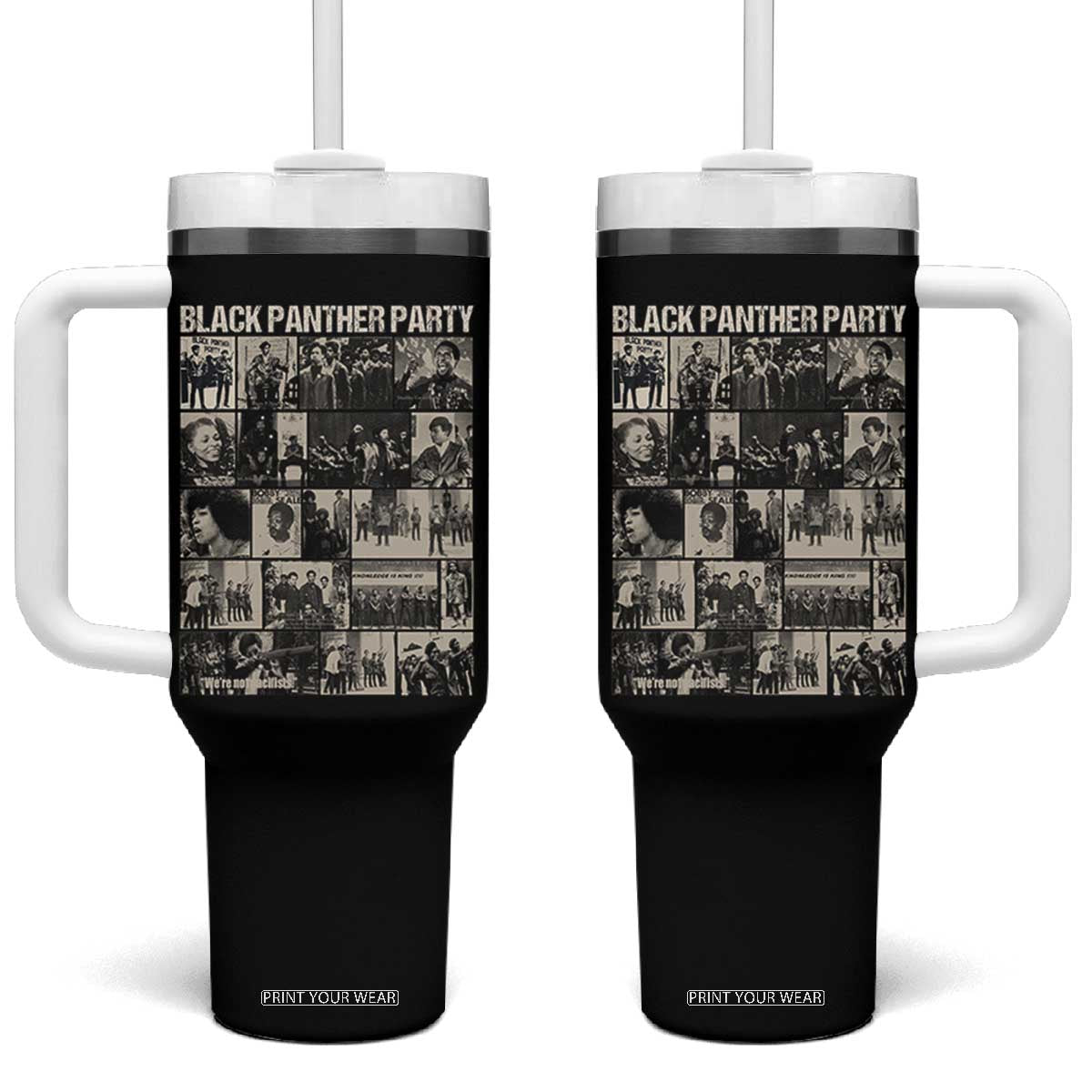 Vintage Black Panther Party Tumbler With Handle Huey P. Newton Bobby Seale Black History Month Juneteenth TS10 One Size: 40 oz Black Print Your Wear