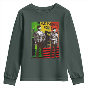 Vintage Black Panther Party Youth Sweatshirt Black History Self Defense Huey Newton Bobby Seale TS10 Dark Forest Green Print Your Wear