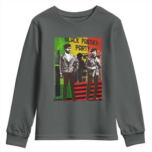 Vintage Black Panther Party Youth Sweatshirt Black History Self Defense Huey Newton Bobby Seale TS10 Dark Heather Print Your Wear