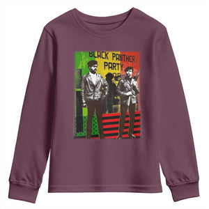 Vintage Black Panther Party Youth Sweatshirt Black History Self Defense Huey Newton Bobby Seale TS10 Maroon Print Your Wear
