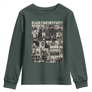Vintage Black Panther Party Youth Sweatshirt Huey P. Newton Bobby Seale Black History Month Juneteenth TS10 Dark Forest Green Print Your Wear