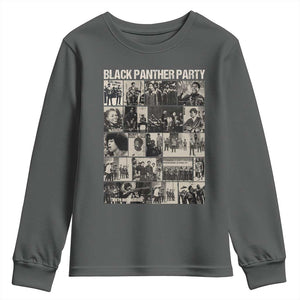 Vintage Black Panther Party Youth Sweatshirt Huey P. Newton Bobby Seale Black History Month Juneteenth TS10 Dark Heather Print Your Wear