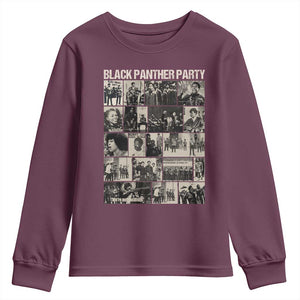 Vintage Black Panther Party Youth Sweatshirt Huey P. Newton Bobby Seale Black History Month Juneteenth TS10 Maroon Print Your Wear