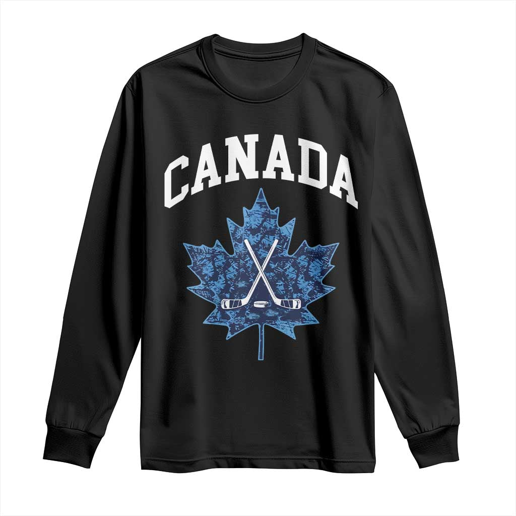 Vintage Canada Hockey Long Sleeve Shirt Maple Leafs TS10 Black Print Your Wear