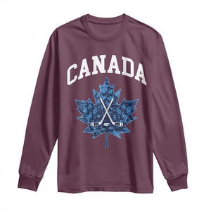 Vintage Canada Hockey Long Sleeve Shirt Maple Leafs TS10 Maroon Print Your Wear