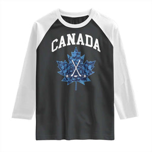 Vintage Canada Hockey Raglan Shirt Maple Leafs TS10 Black White Print Your Wear