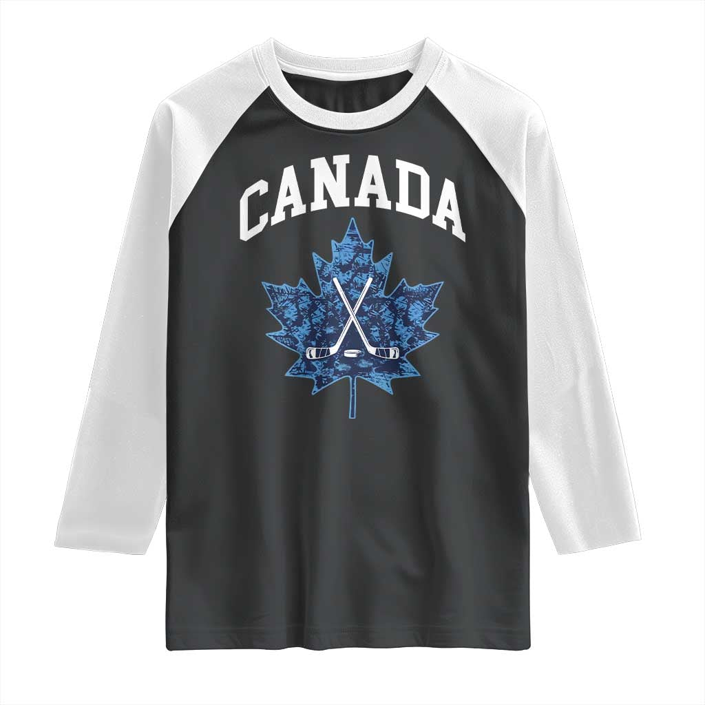 Vintage Canada Hockey Raglan Shirt Maple Leafs TS10 Black White Print Your Wear