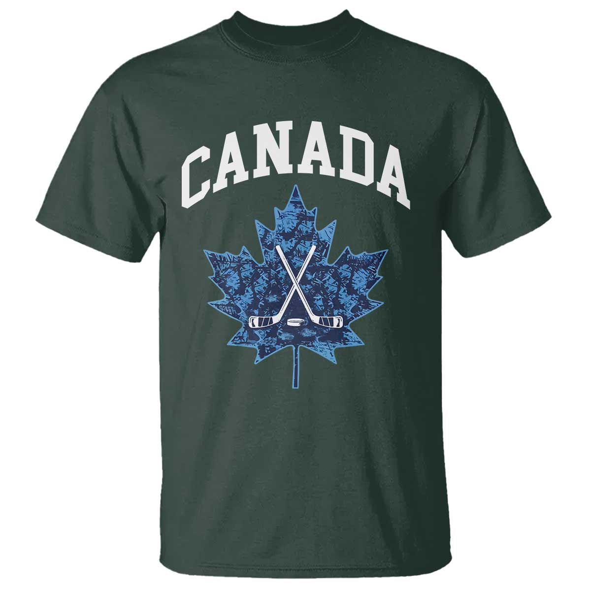 Vintage Canada Hockey T Shirt Maple Leafs TS10 Dark Forest Green Print Your Wear