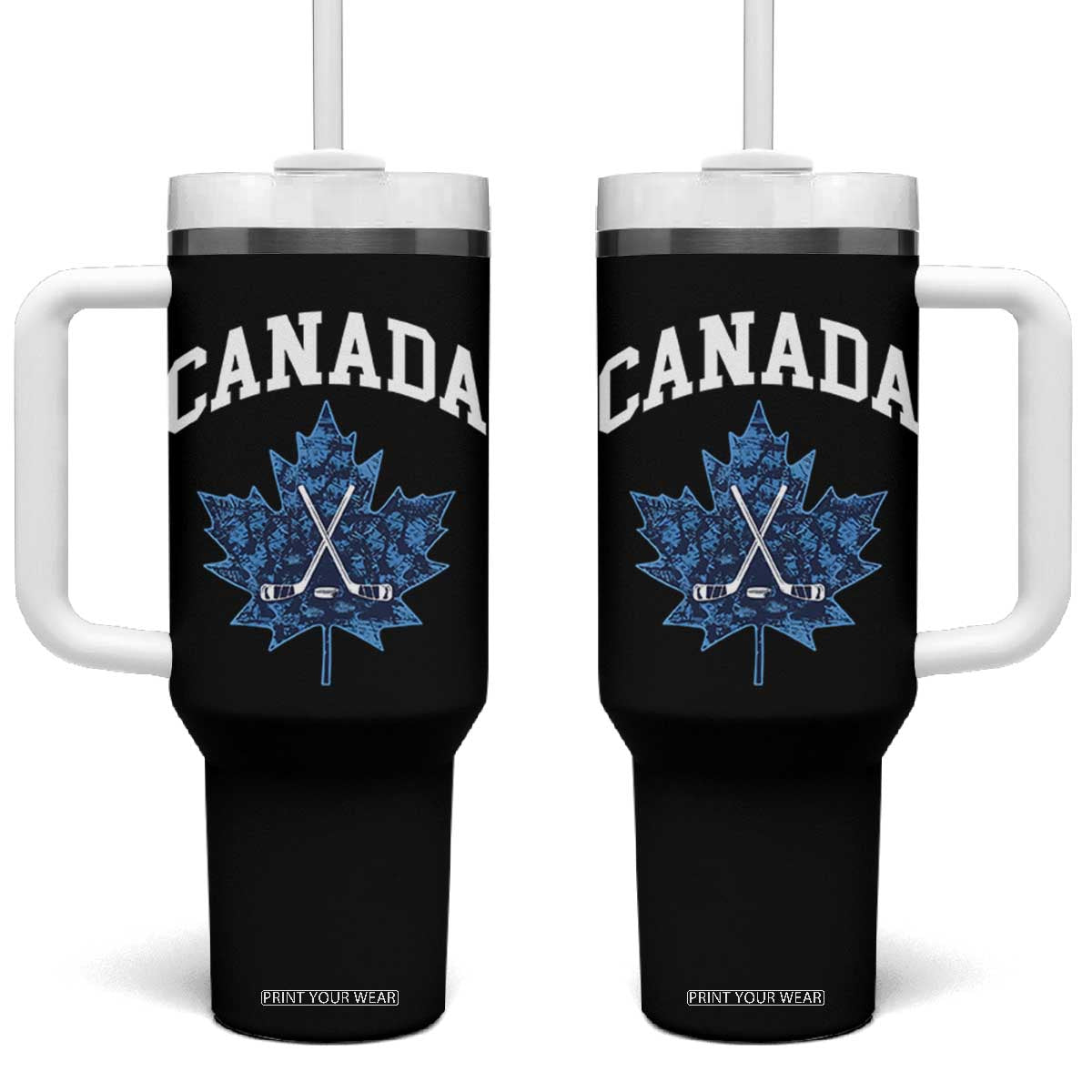 Vintage Canada Hockey Tumbler With Handle Maple Leafs TS10 One Size: 40 oz Black Print Your Wear