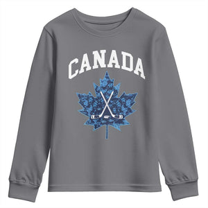 Vintage Canada Hockey Youth Sweatshirt Maple Leafs TS10 Charcoal Print Your Wear