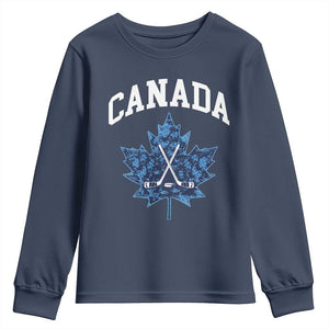 Vintage Canada Hockey Youth Sweatshirt Maple Leafs TS10 Navy Print Your Wear