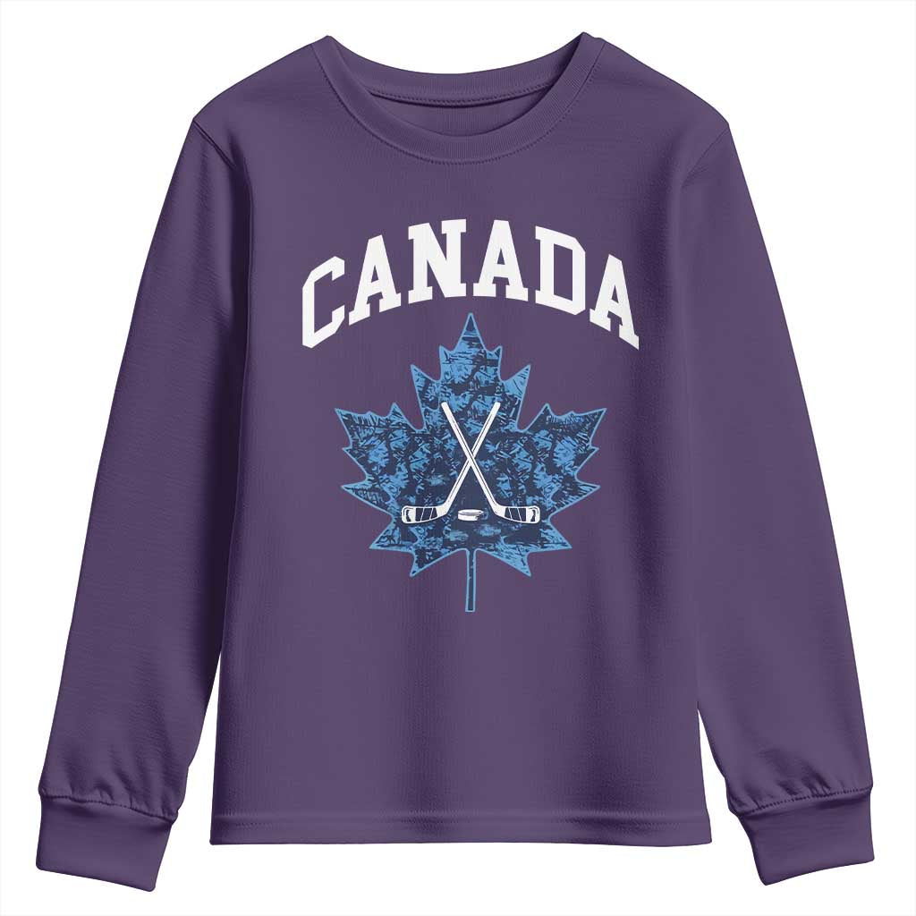 Vintage Canada Hockey Youth Sweatshirt Maple Leafs TS10 Purple Print Your Wear