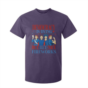 Vintage Feminist Americana T Shirt For Kid Democracy Is Dying But Hey Nice Fireworks Funny 4th Of July TS02 Purple Print Your Wear