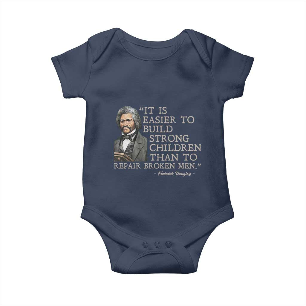 Vintage Frederick Douglass Baby Onesie It Is Easier To Build Strong Children Than To Repair Broken Men TS02 Navy Print Your Wear