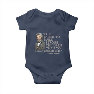 Vintage Frederick Douglass Baby Onesie It Is Easier To Build Strong Children Than To Repair Broken Men TS02 Navy Print Your Wear