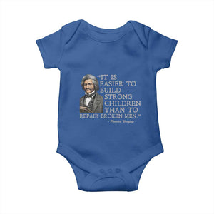 Vintage Frederick Douglass Baby Onesie It Is Easier To Build Strong Children Than To Repair Broken Men TS02 Royal Blue Print Your Wear