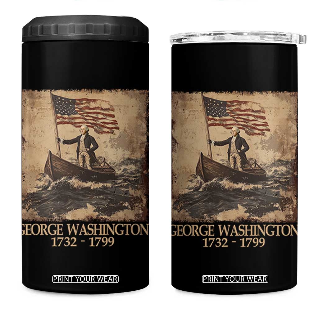 Vintage George Washington 4 in 1 Can Cooler Tumbler 4th Of July Patriotic Gift TS10 One Size: 16 oz Black Print Your Wear