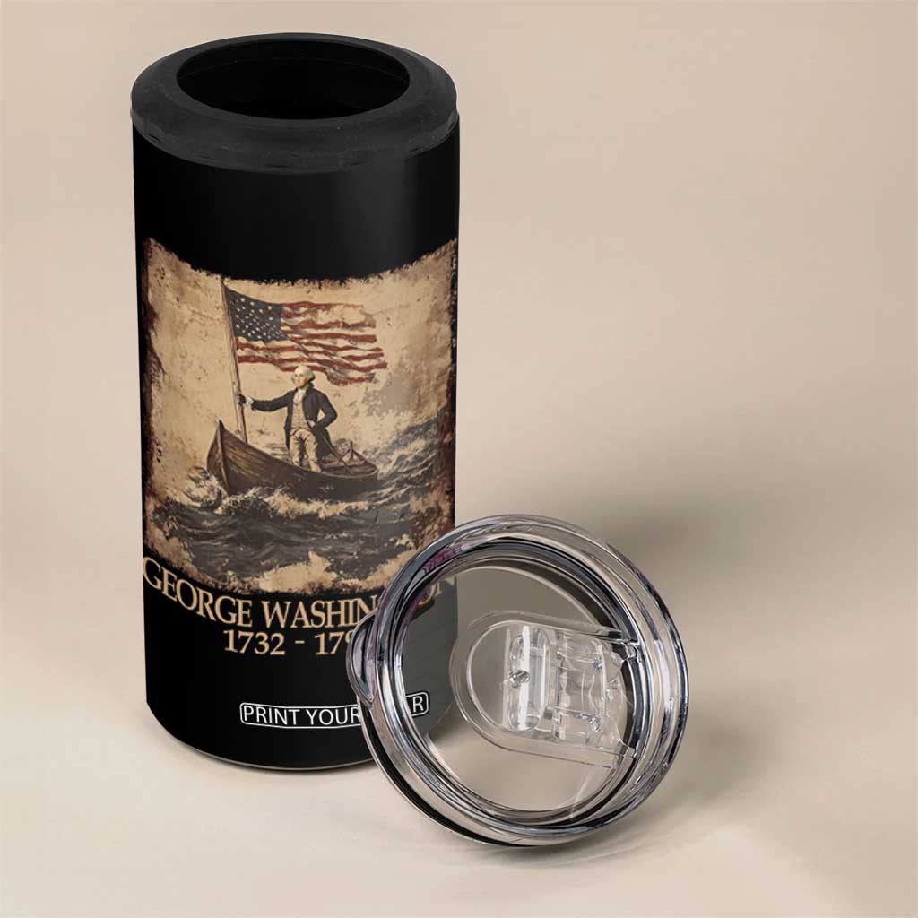 Vintage George Washington 4 in 1 Can Cooler Tumbler 4th Of July Patriotic Gift TS10 Print Your Wear